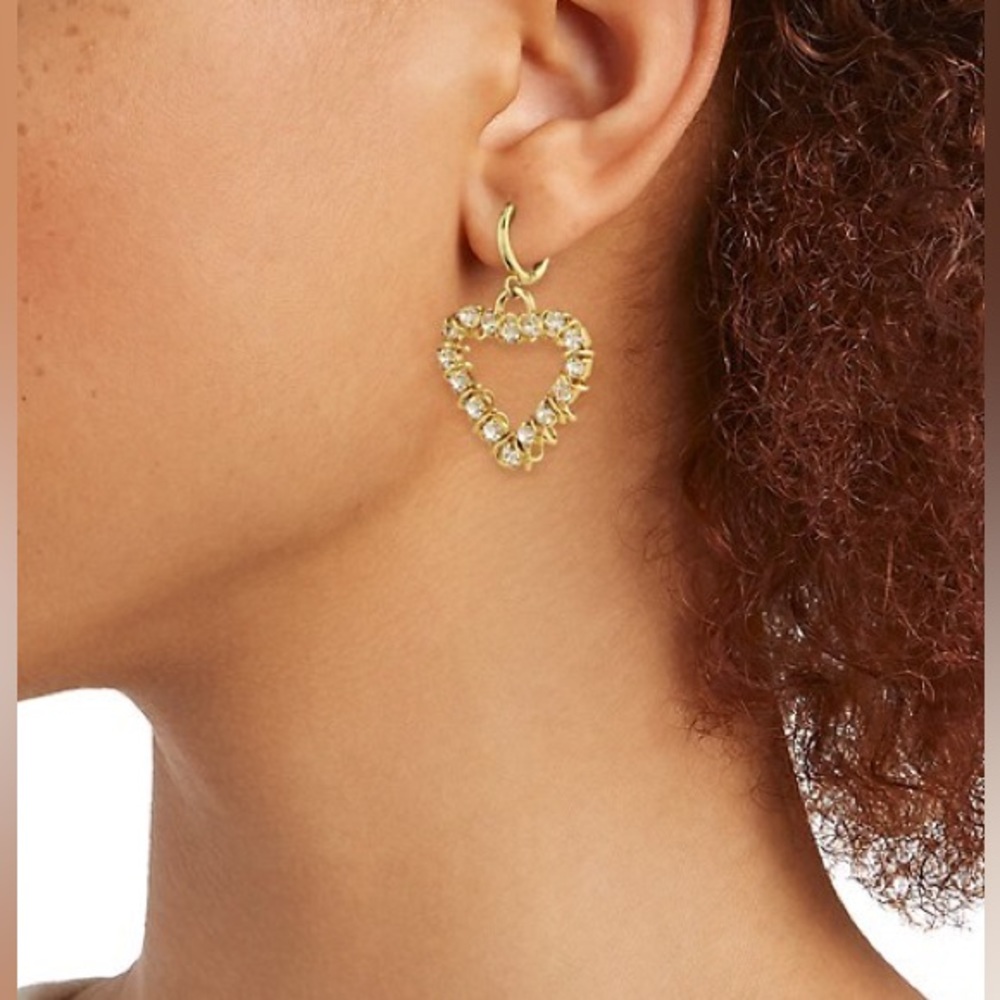 MC Moutton Collet Bisous Creole Swarovski Heart Earrings
